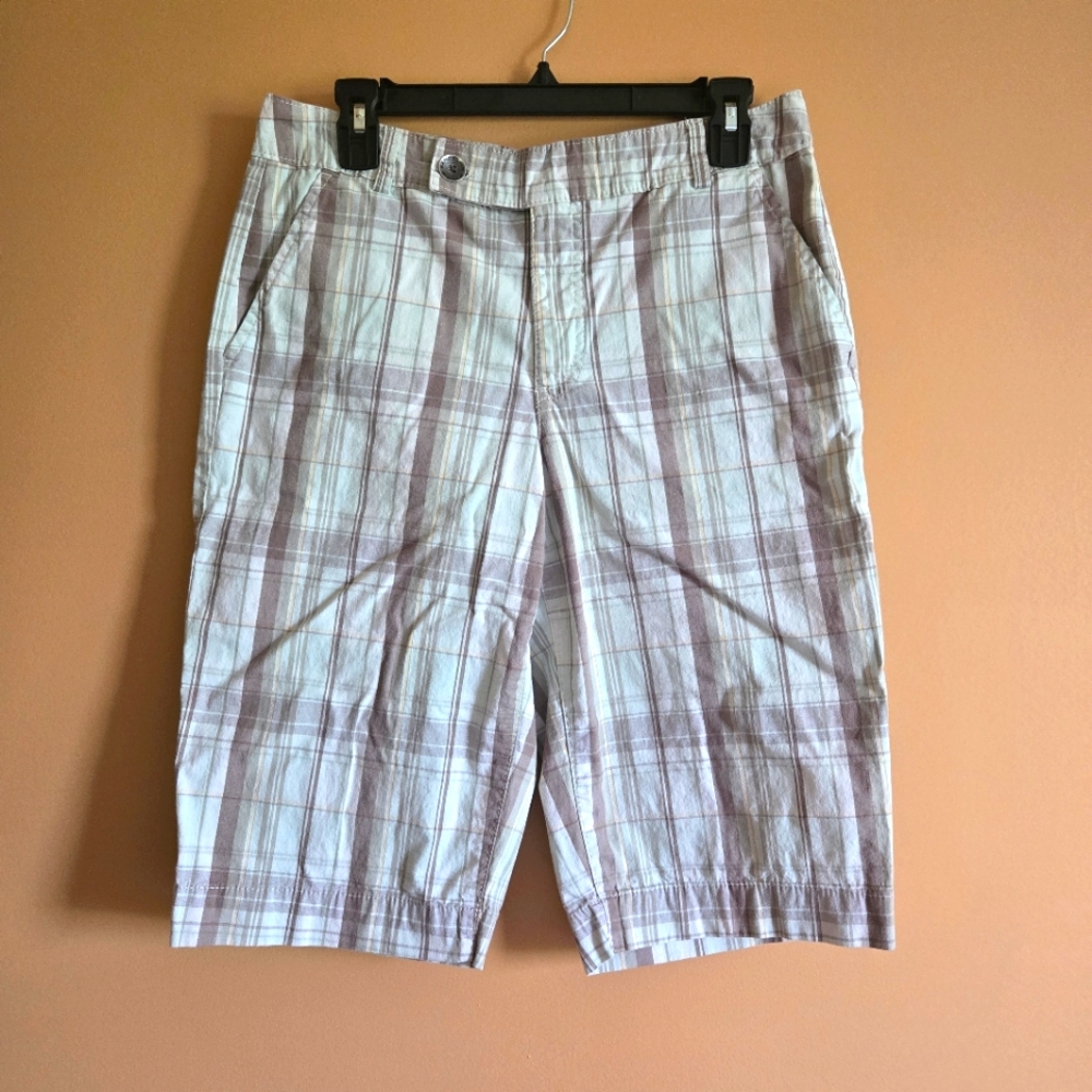 Bandolinoblu Plaid Shorts, Waist=15.5"
